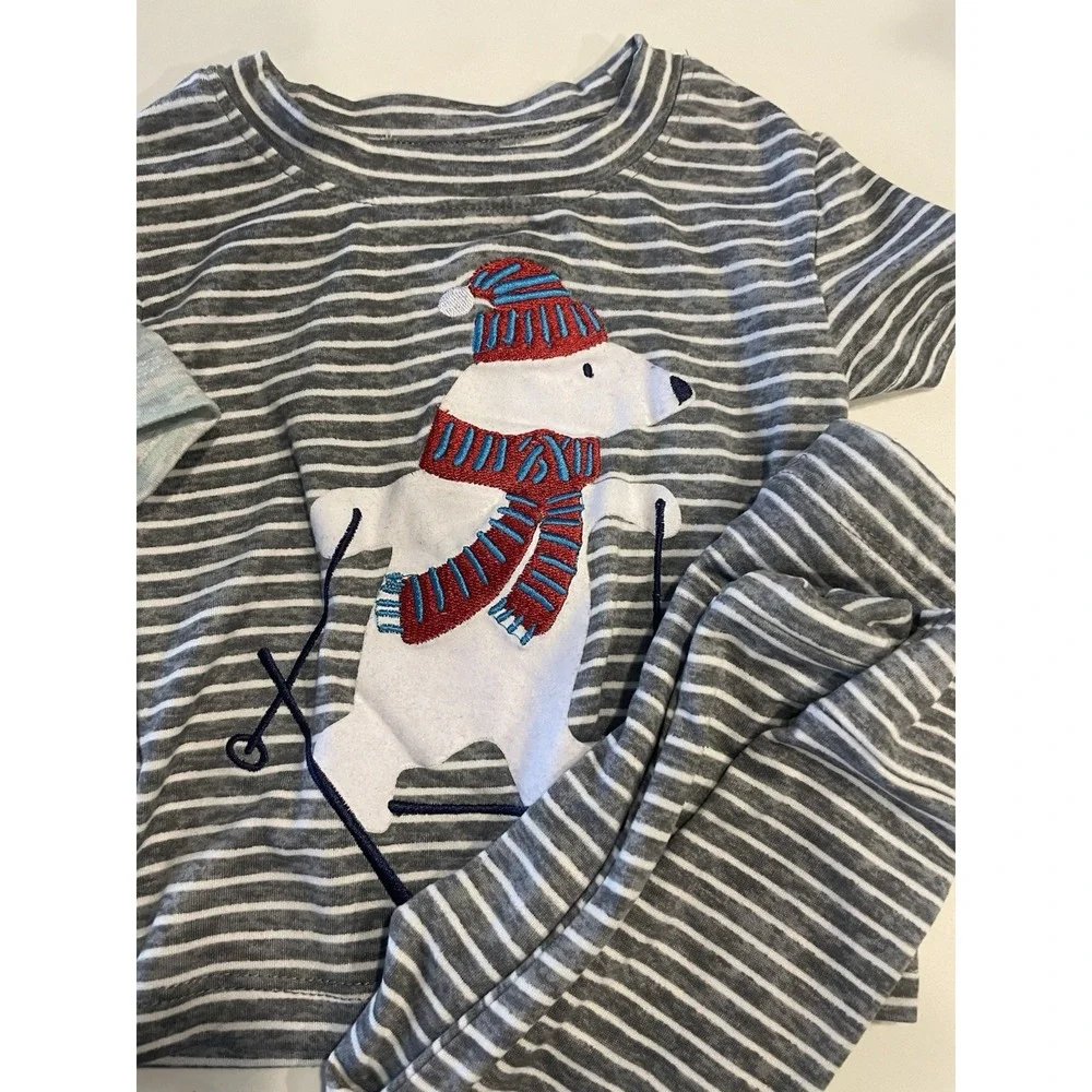 Mick Mack Holiday 4 Pcs Pajamas Polar Bear Short Sleeve Super Soft Light 12m